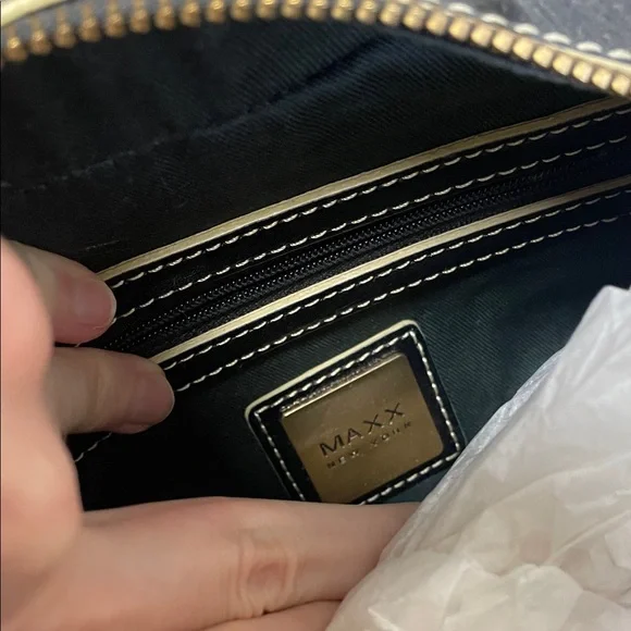 Maxx New York Leather Black Gold stud brass ball Studded Shoulder Bags - Picture 11 of 17